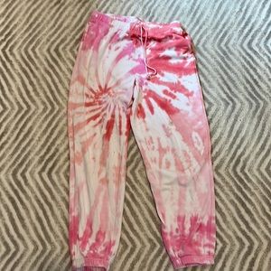 Pacsun La Hearts Pink Tie Dye Soft Fleece Sweatpants SZ Small